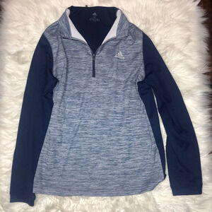 adidas men's blue quarter zip pullover